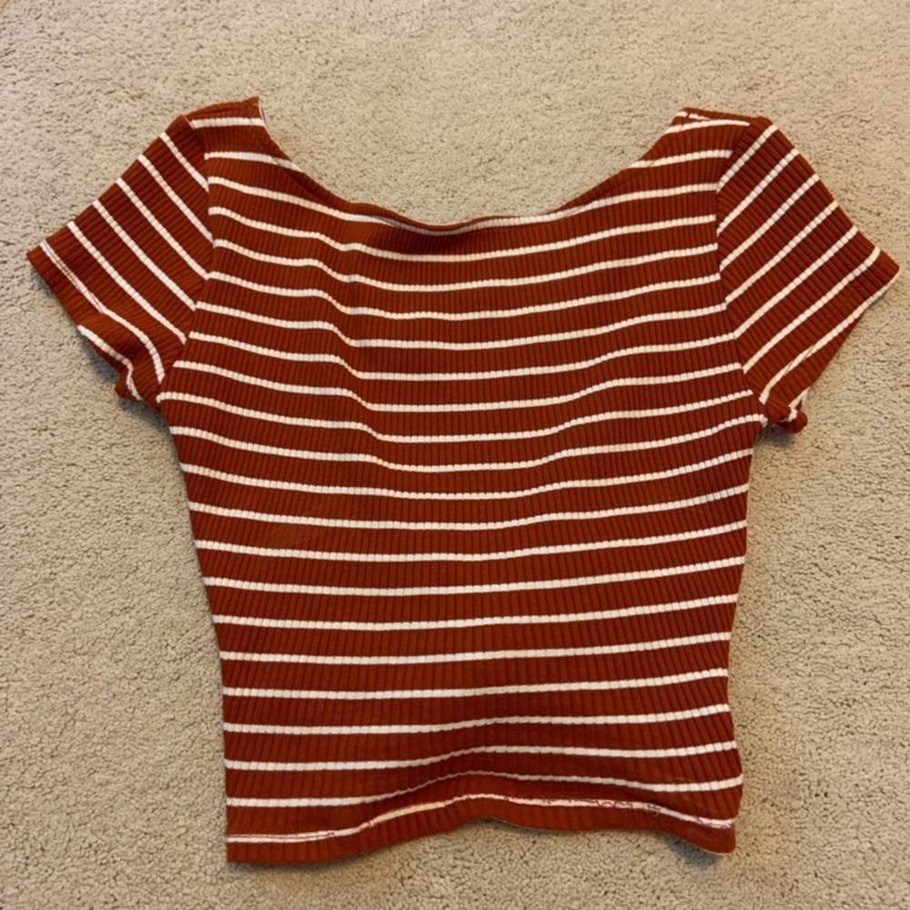 Forever 21 orange and white striped top